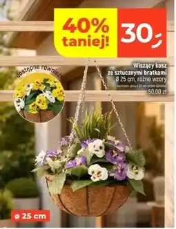 Dealz Wiszący kosz ze sztucznymi bratkami Ø 25 cm oferta