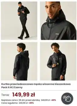 Regatta Kurtka przeciwdeszczowa męska wiosenna kieszonkowa Pack It III czarny oferta
