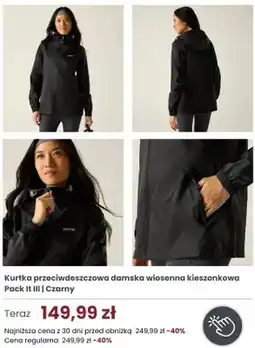 Regatta Kurtka przeciwdeszczowa damska wiosenna kieszonkowa Regatta Pack It III czarny oferta
