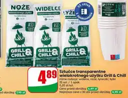 Dino Sztućce transparentne wielokrotnego użytku Grill & Chill widelce oferta