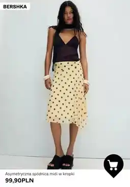 Bershka Asymetryczna spódnica midi w kropki Bershka oferta