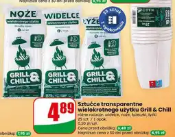 Dino Sztućce transparentne wielokrotnego użytku Grill & Chill oferta