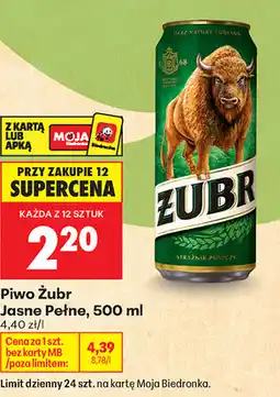Biedronka Piwo Żubr Jasne Pełne oferta