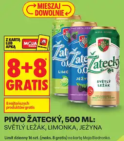 Biedronka PIWO ŽATECKÝ, 500 ML: SVĚTLÝ LEŽÁK, LIMONKA, JEŻYNA oferta