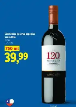 Lidl Carménère Reserva Especial, Santa Rita oferta