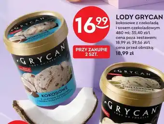Lody Grycan kokosowe z czekoladą i sosem czekoladowym
