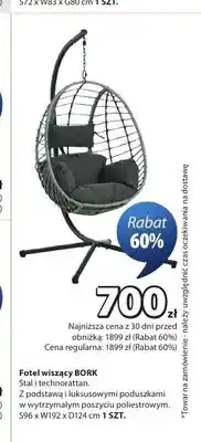 JYSK Fotel wiszący BORK Stal i technorattan S96xW192xD124cm oferta