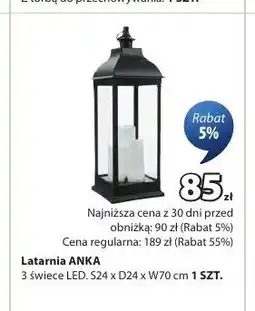 JYSK Latarnia ANKA 3 świece LED S24xD24xW70cm oferta