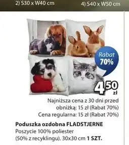 JYSK Poduszka ozdobna FLADSTJERNE poszycie 100% poliester 30x30cm oferta
