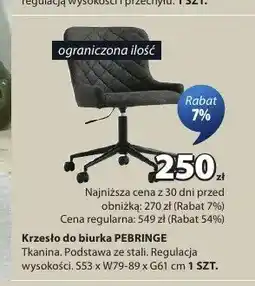 JYSK Krzesło do biurka PEBRINGE S53 x W79-89 x G61cm oferta