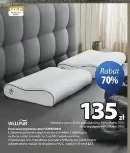 JYSK Poduszka ergonomiczna WELLPUR HAMMAREN 40x60x11/9cm oferta