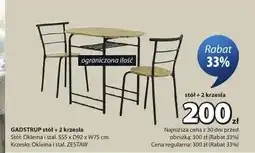 JYSK Stół + 2 krzesła GADSTRUP oferta