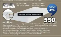 JYSK Materac sprężynowy DREAMZONE TYA bardzo twardy/średni 90x200cm oferta