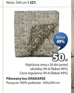 JYSK Pikowany koc ENGKARSE poszycie 100% poliester 140x200cm oferta