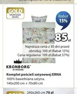 JYSK Komplet pościeli satynowej KRONBORG ERNA 100% bawełniana satyna 140x200cm+70x80cm oferta