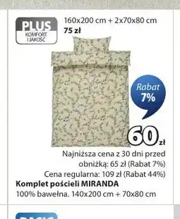 JYSK Komplet pościeli MIRANDA 100% bawełna 140x200cm+70x80cm oferta