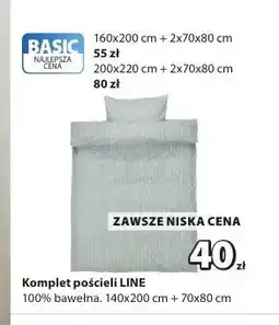JYSK Komplet pościeli LINE 100% bawełna 140x200cm+70x80cm oferta