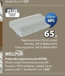 JYSK Poduszka ergonomiczna WELLPUR KVINA 30x50x10/7cm oferta