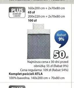 JYSK Komplet pościeli ATLA 100% bawełna 140x200cm+70x80cm oferta