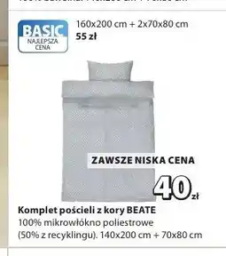 JYSK Komplet pościeli z kory BEATE 100% mikrowłókno poliestrowe 140x200cm+70x80cm oferta