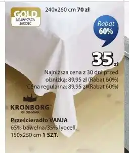 JYSK Prześcieradło KRONBORG VANJA 65% bawełna/35% lyocell 150x250cm oferta