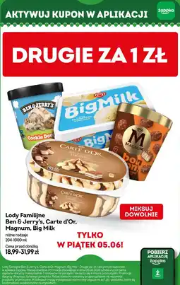 Żabka Lody Familijne Ben & Jerry's, Carte d'Or, Magnum, Big Milk oferta