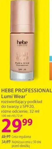 Hebe HEBE PROFESSIONAL Lumi Wear rozświetlający podkład do twarzy z SPF20, różne odcienie oferta