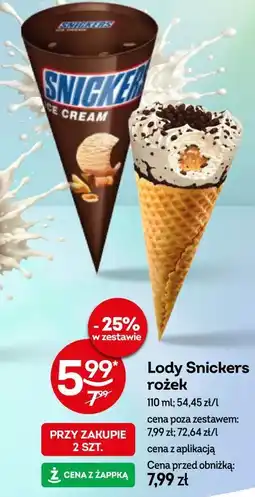 Żabka Lody Snickers rożek oferta