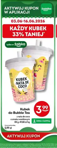 Żabka Kubek do Bubble Tea z nata de coco o smaku waniliowym oferta