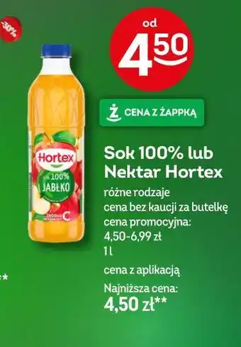 Żabka Sok 100% lub Nektar Hortex oferta