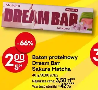 Żabka Baton proteinowy Dream Bar Sakura Matcha oferta