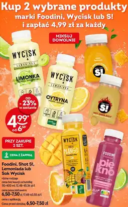 Żabka Foodini, Shot S!, Lemoniada lub Sok Wycisk oferta