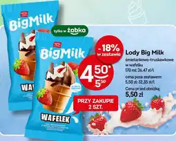 Żabka Lody Big Milk śmietankowo-truskawkowe w wafelku oferta