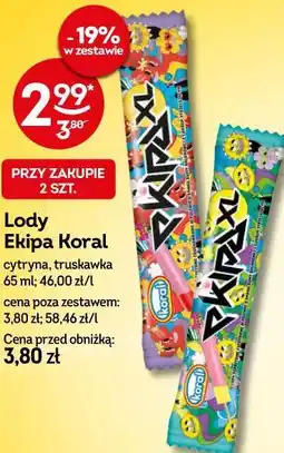 Żabka Lody Ekipa Koral cytryna, truskawka oferta
