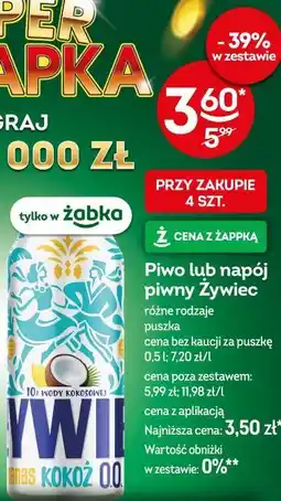 Żabka Piwo lub napój piwny Żywiec oferta