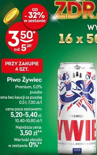 Żabka Piwo Żywiec Premium, 0.0% oferta