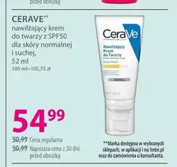 Hebe Nawilżający krem do twarzy z SPF50 dla skóry normalnej i suchej CERAVE oferta