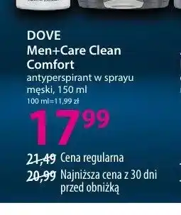 Hebe Antyperspirant w sprayu męski DOVE Men+Care Clean Comfort oferta