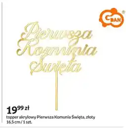 Empik Topper akrylowy Pierwsza Komunia Święta złoty 16,5 cm oferta
