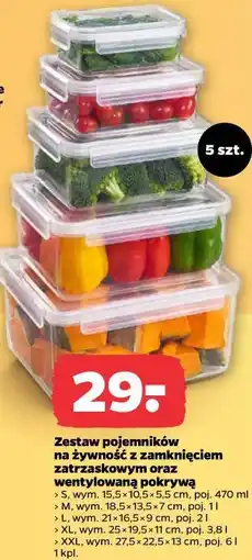 Netto Zestaw pojemników na żywność z zamknięciem zatrzaskowym oraz wentylowaną pokrywą 5 szt oferta
