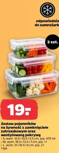 Netto Zestaw pojemników na żywność z zamknięciem zatrzaskowym oraz wentylowaną pokrywą 3 szt oferta