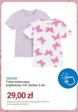 Smyk T-shirt dziewczęcy Cool Club prążkowany mix zestaw 2-pak oferta
