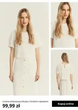 Greenpoint Bluzka lniano-wiskozowa z krótkim rękawem Greenpoint oferta