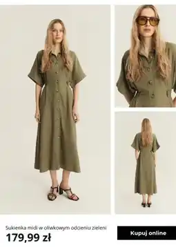 Greenpoint Sukienka midi Greenpoint w oliwkowym odcieniu zieleni oferta