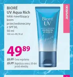 Hebe Lekki nawilżający krem przeciwsłoneczny z SPF30 BIORÉ UV Aqua Rich oferta