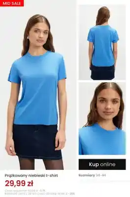 T-shirt prążkowany niebieski