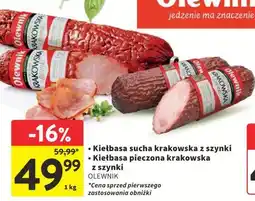 Intermarche Kiełbasa sucha krakowska z szynki / Kiełbasa pieczona krakowska z szynki Olewnik oferta