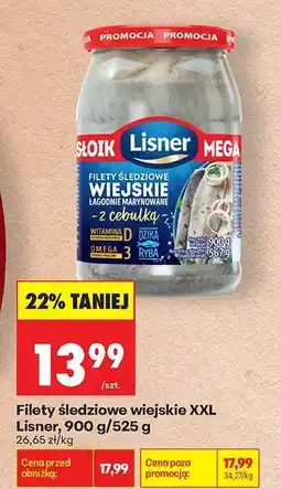 Biedronka Filety śledziowe wiejskie XXL Lisner, 900 g/525 g oferta