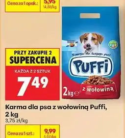 Biedronka Karma dla psa z wołowiną Puffi, 2 kg oferta