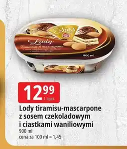 E.Leclerc Lody tiramisu-mascarpone z sosem czekoladowym i ciastkami waniliowymi Eskiss oferta